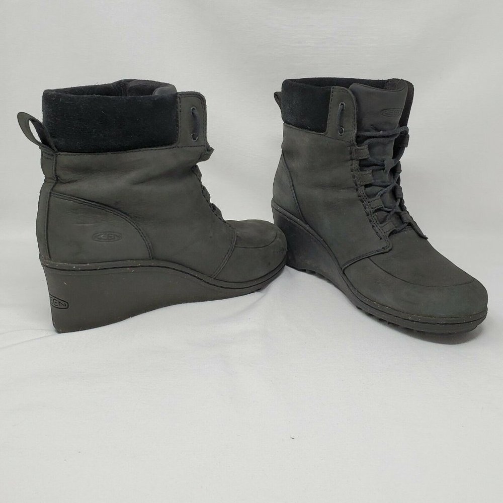 Keen Womens Akita Wedge Boot Size 9 Black #1007689